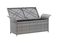 Discount vidaXL Sitzbank mit Stauraum und Kissen 138 cm Poly Rattan 45809 Grau