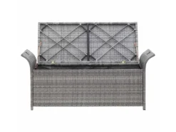 Discount vidaXL Sitzbank mit Stauraum und Kissen 138 cm Poly Rattan 45809 Grau