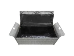 Discount vidaXL Sitzbank mit Stauraum und Kissen 138 cm Poly Rattan 45809 Grau