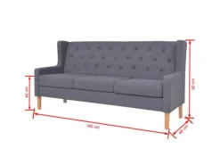 vidaXL 3-Sitzer Sofa Stoff Grau