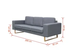 vidaXL 3-Sitzer Sofa Stoff Hellgrau