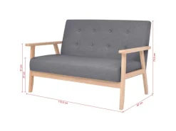 vidaXL 2-Sitzer Sofa Stoff Dunkelgrau Modell 3