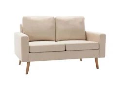 Clearance vidaXL 2-Sitzer-Sofa Creme Stoff