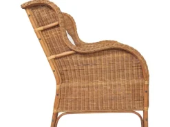 vidaXL 2-Sitzer-Sofa Hellbraun Natur Rattan und Leinen