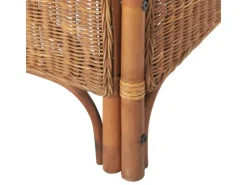 vidaXL 2-Sitzer-Sofa Hellbraun Natur Rattan und Leinen