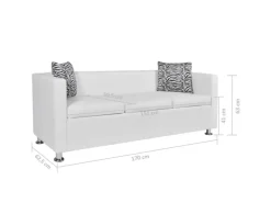 Discount vidaXL 3-Sitzer-Sofa Kunstleder Weiß