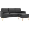 vidaXL 3-Sitzer-Sofa mit Hocker Dunkelgrau Stoff