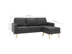 vidaXL 3-Sitzer-Sofa mit Hocker Dunkelgrau Stoff
