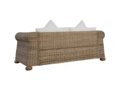 vidaXL 2-Sitzer-Sofa mit Kissen Natur Rattan