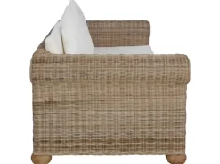vidaXL 2-Sitzer-Sofa mit Kissen Natur Rattan
