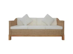 vidaXL 3-Sitzer-Sofa mit Polstern Natürliches Rattan Modell 1