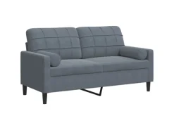 vidaXL 2-Sitzer-Sofa mit Zierkissen Dunkelgrau 140 cm Samt 2150046