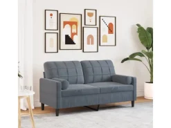 vidaXL 2-Sitzer-Sofa mit Zierkissen Dunkelgrau 140 cm Samt 2150046