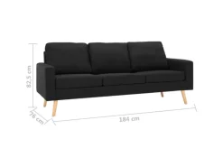 vidaXL 3-Sitzer-Sofa Schwarz Stoff Modell 4