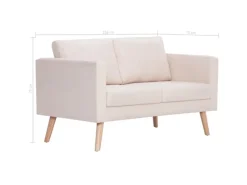 vidaXL 2-Sitzer-Sofa Stoff Cremeweiß Modell 1