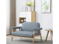 Best vidaXL 2-Sitzer-Sofa Stoff Hellgrau