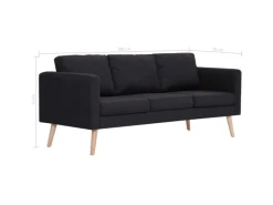 vidaXL 3-Sitzer-Sofa Stoff Schwarz Modell 1