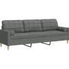 Discount vidaXL Sofa 3-Sitzer mit Zierkissen Dunkelgrau 210 cm Stoff 2158386