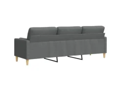 Discount vidaXL Sofa 3-Sitzer mit Zierkissen Dunkelgrau 210 cm Stoff 2158386