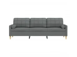 Discount vidaXL Sofa 3-Sitzer mit Zierkissen Dunkelgrau 210 cm Stoff 2158386