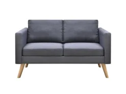 vidaXL Sofa 2-Sitzer Stoff Dunkelgrau