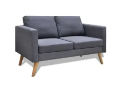 vidaXL Sofa 2-Sitzer Stoff Dunkelgrau
