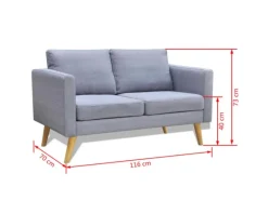 Clearance vidaXL Sofa 2-Sitzer Stoff Hellgrau
