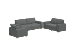 Hot vidaXL Sofa-Set 3-Tlg Leinenmischgewebe 3324610 Dunkelgrau