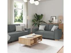 Hot vidaXL Sofa-Set 3-Tlg Leinenmischgewebe 3324610 Dunkelgrau