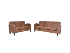 New vidaXL Sofa-Set 2-Tlg Kunstleder in Wildleder-Optik Braun