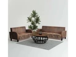 New vidaXL Sofa-Set 2-Tlg Kunstleder in Wildleder-Optik Braun