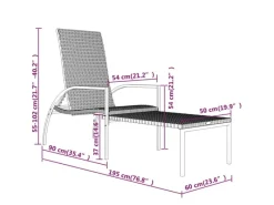 Best vidaXL Sonnenliege mit Fußhocker PE-Rattan 317629 Schwarz