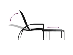 Best vidaXL Sonnenliege mit Fußhocker PE-Rattan 317629 Schwarz