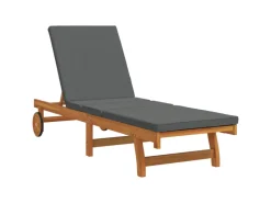 vidaXL Sonnenliege mit Rädern und Kissen Massivholz 4105536