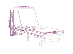 vidaXL Sonnenliege mit Rädern und Kissen Massivholz 4105536
