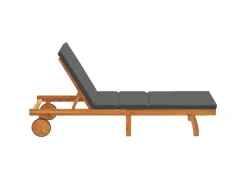 vidaXL Sonnenliege mit Rädern und Kissen Massivholz 4105536
