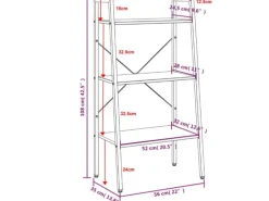 Best vidaXL Standregal mit 3 Böden Schwarz 56x35x108 cm