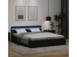 Best vidaXL Stauraumbett Hydraulisch mit LED Kunstleder 180x200 cm 285545 Schwarz