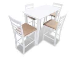 vidaXL Stehtisch und 4 Barhocker Holz Weiß