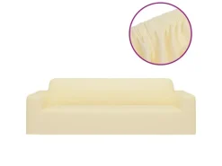 Best vidaXL Stretch Sofahusse 3-Sitzer Creme Polyester-Jersey