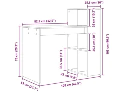 vidaXL Tisch Schwarz Eichen-Optik 108 x 55 x 103,5 cm Holzwerkstoff 869459