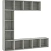 New vidaXL 3-tlg. Bücher-/TV-Schrank Set Betongrau 180x30x180 cm