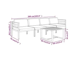 Best vidaXL 5-tlg Garten-Lounge-Set mit Kissen Aluminium Anthrazit Modell 2