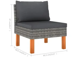 vidaXL 4-tlg Garten-Lounge-Set mit Kissen Poly Rattan Grau Modell 1