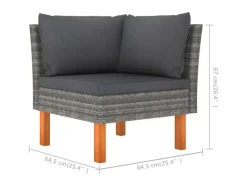 vidaXL 4-tlg Garten-Lounge-Set mit Kissen Poly Rattan Grau Modell 1