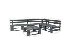 New vidaXL 4-tlg Garten-Sofagarnitur aus Paletten Holz Grau Modell 1
