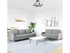 vidaXL 2-Tlg Sofagarnitur Hellgrau Stoff 2149641