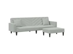 Sale vidaXL 2-Tlg Sofagarnitur mit Kissen Samt 3216268 Hellgrau
