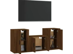 vidaXL 3-tlg. TV-Schrank-Set Braun Eichen-Optik Holzwerkstoff 1