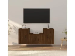 vidaXL 3-tlg. TV-Schrank-Set Braun Eichen-Optik Holzwerkstoff 1